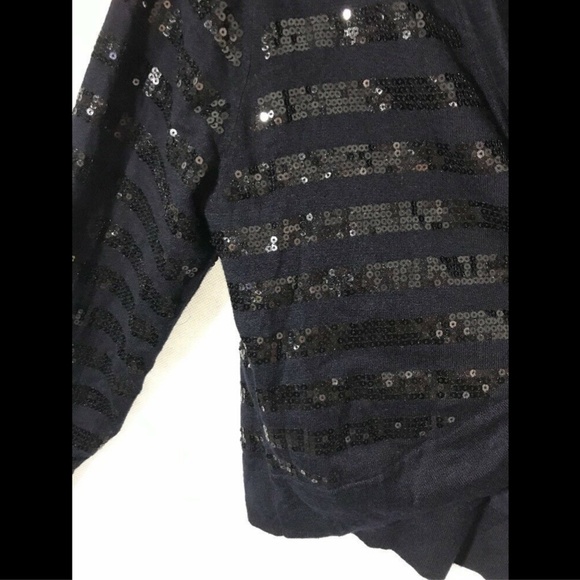 NWT Eliza J Open Sequin Stripe Cardigan Sweater Navy/Black [SZ‎ XL ] - Picture 5 of 8